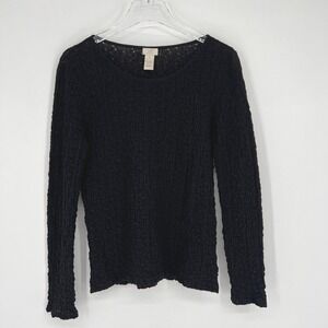 Vtg J.Jill‎ Top Womens M Black Stretch Textured Whimsigoth Y2K Lightweight Sexy